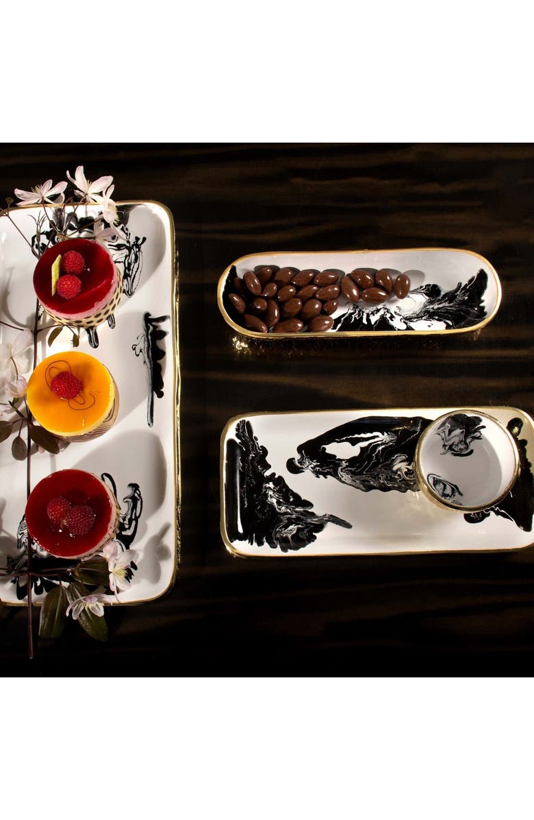 Lunares Bianco Nero Rectangular Trays, Alternate, color, White