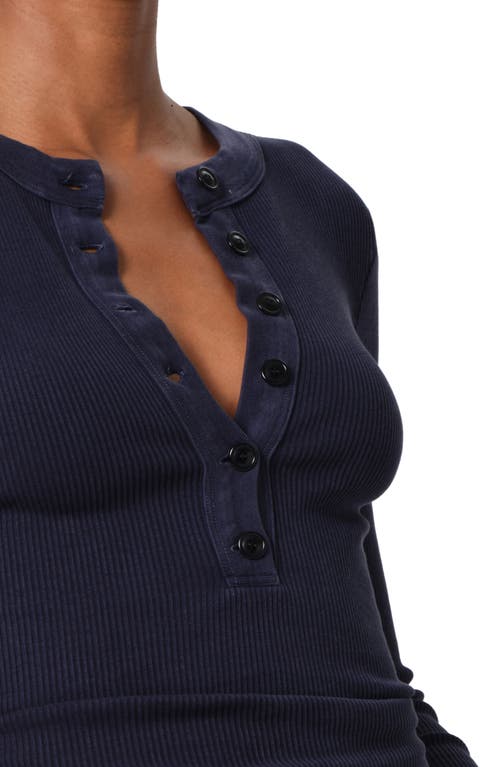 Shop Citizens Of Humanity Varra Long Sleeve Henley In Mineral Navy (dk Nvy Mineral)