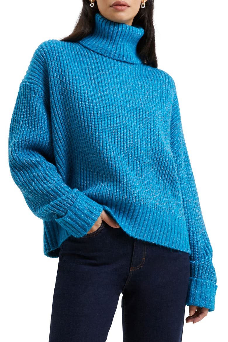 Jayla Turtleneck Sweater, Main, color, BLUE JEWEL