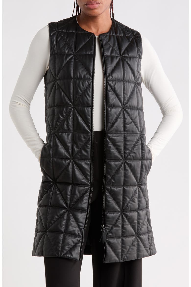 Quilted Leather Vest, Main, color, BLACK