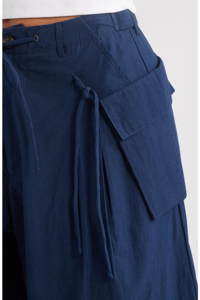 Tatianna Belted Organic Cotton Ankle Wide Leg Pants, Alternate, color, NAVY