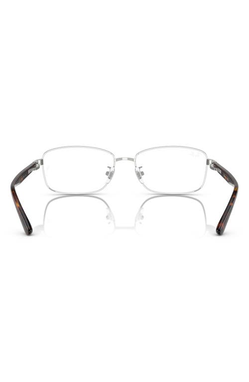 Ray Ban Ray-ban 56mm Rectangular Pillow Optical Glasses In Shiny Silver