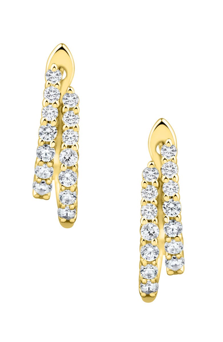 Frankie & Zoe Diamond Double Row Huggie Hoop Earrings, Alternate, color, Yellow Gold