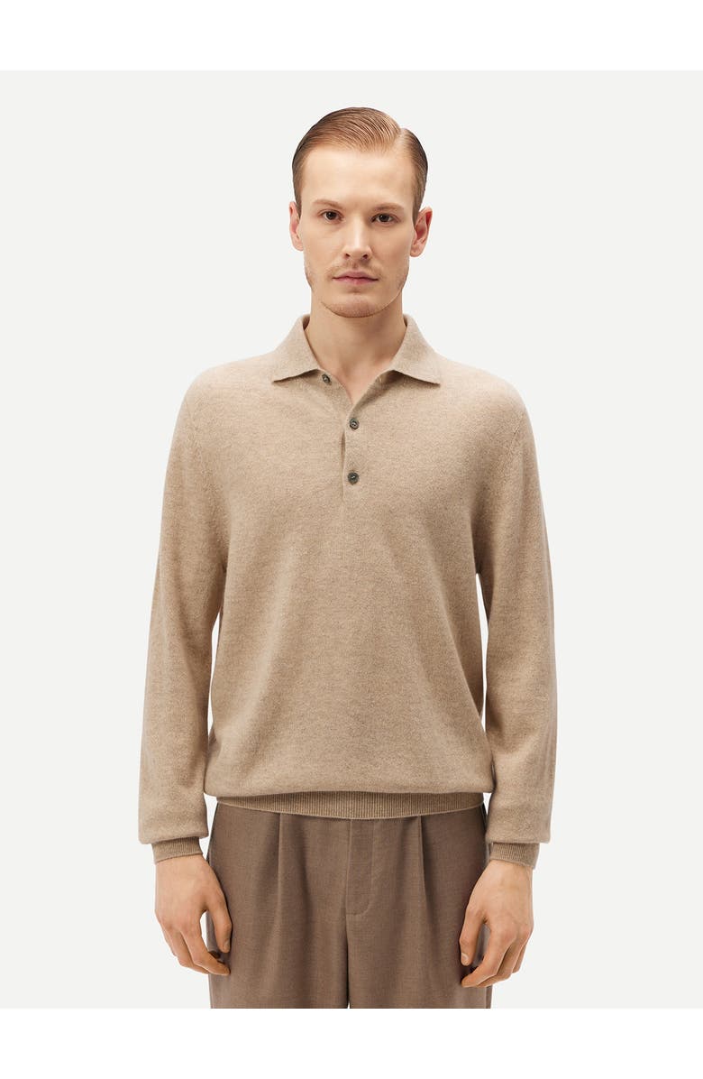 GOBI Mongolian Cashmere Essential Cashmere Polo Sweater, Alternate, color, Warm Grey