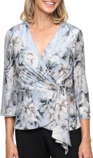 Alex Evenings Floral Sequin Top