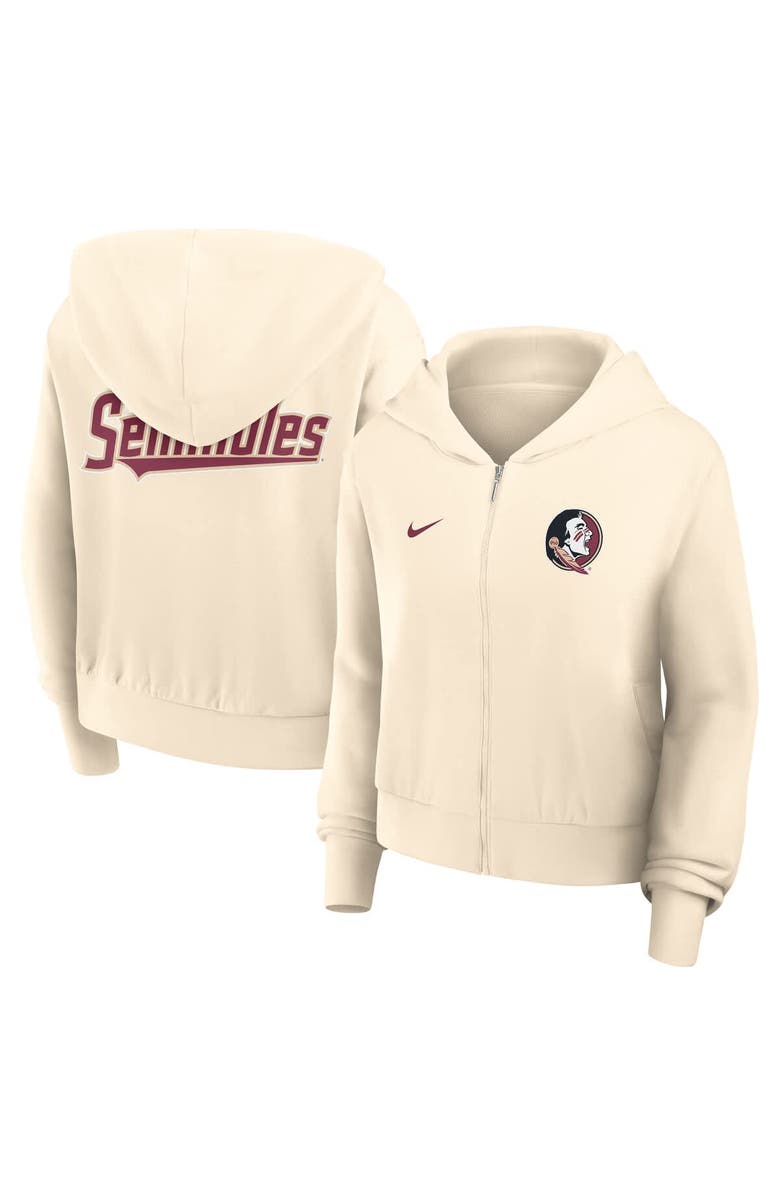 Nike Women's Nike Cream Florida State Seminoles Cropped Chill Full-Zip Hoodie, Main, color, 