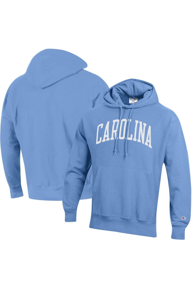 Men's Champion Carolina Blue North Carolina Tar Heels Team Arch Reverse Weave Pullover Hoodie, Main, color, Light Blue