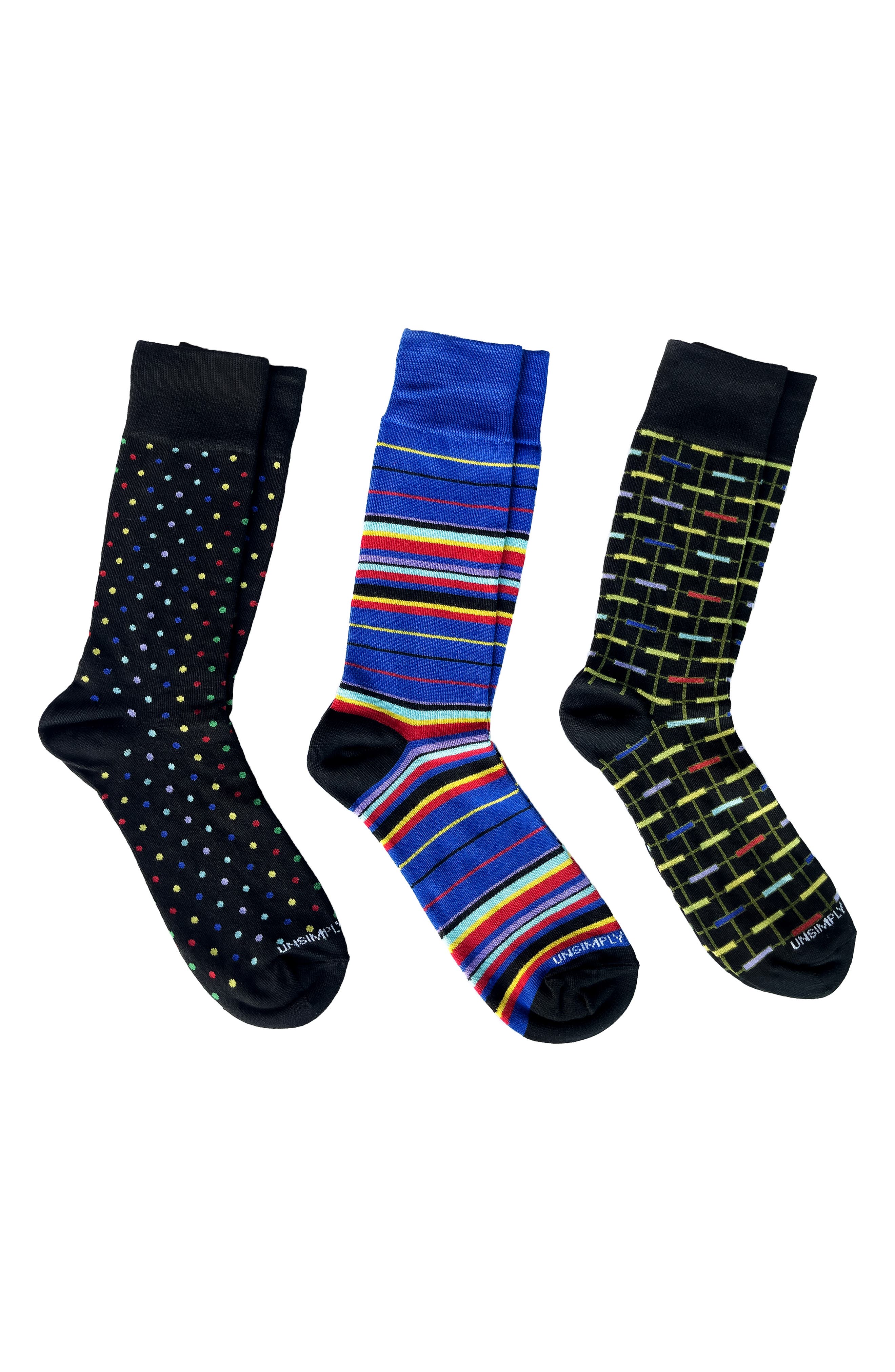 UNSIMPLY STITCHED Assorted 3-Pack Crew Socks