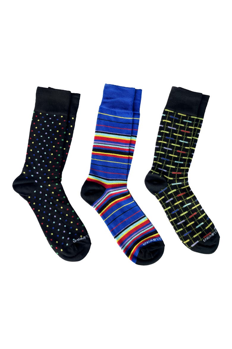 Assorted 3-Pack Crew Socks, Main, color, MULTICOLOR BLACK