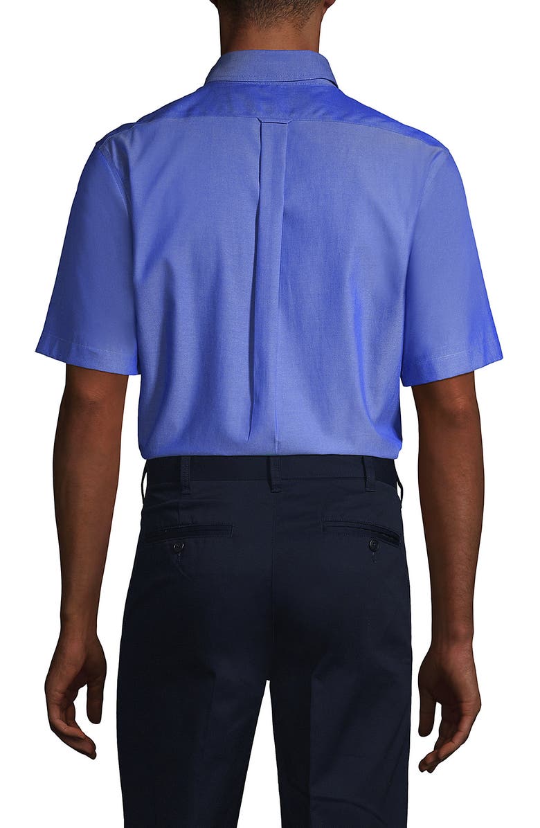 Lands' End School Uniform  Short Sleeve No Iron Pinpoint Dress Shirt, Alternate, color, French Blue