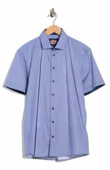 SOUL OF LONDON Geometric Print Stretch Cotton Short Sleeve Sport Shirt