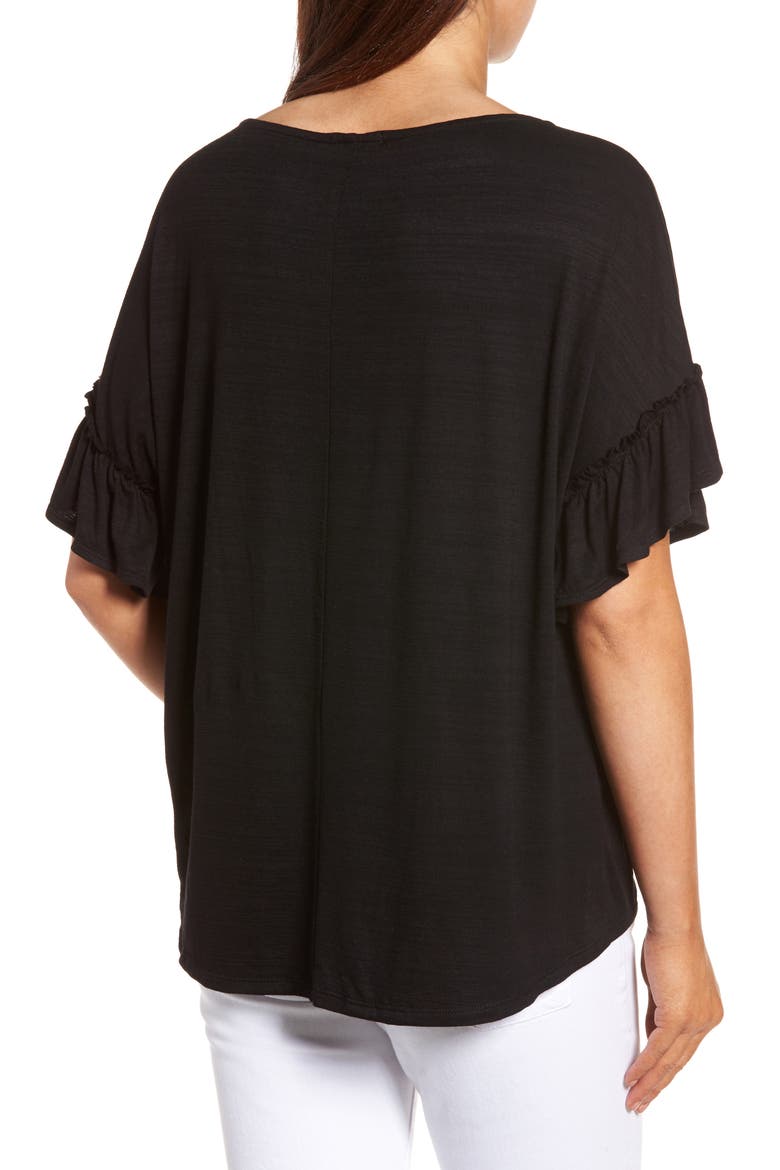 DROP RUFFLE SLEEVE TOP, Alternate, color, BLACK