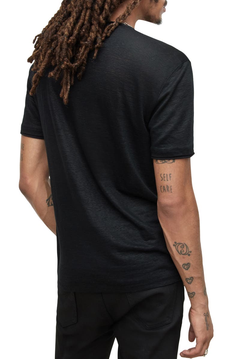 John Varvatos Regular Fit Short Sleeve Linen Henley, Alternate, color, 