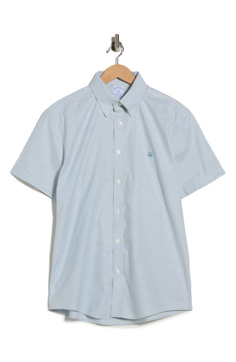Regular Fit Non-Iron Stretch Oxford Short Sleeve Button-Down Shirt