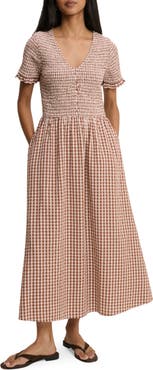 Nobody's Child Eliza Smocked Gingham Maxi Dress