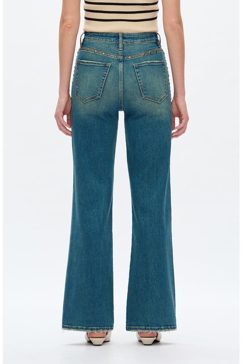 Seamed Rivet High Waist Wide Leg Jeans, Alternate, color, VINTAGE MEDIUM BLUE