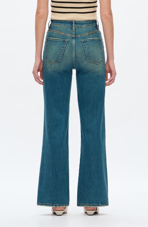 Bayeas Seamed Rivet High Waist Wide Leg Jeans In Blue