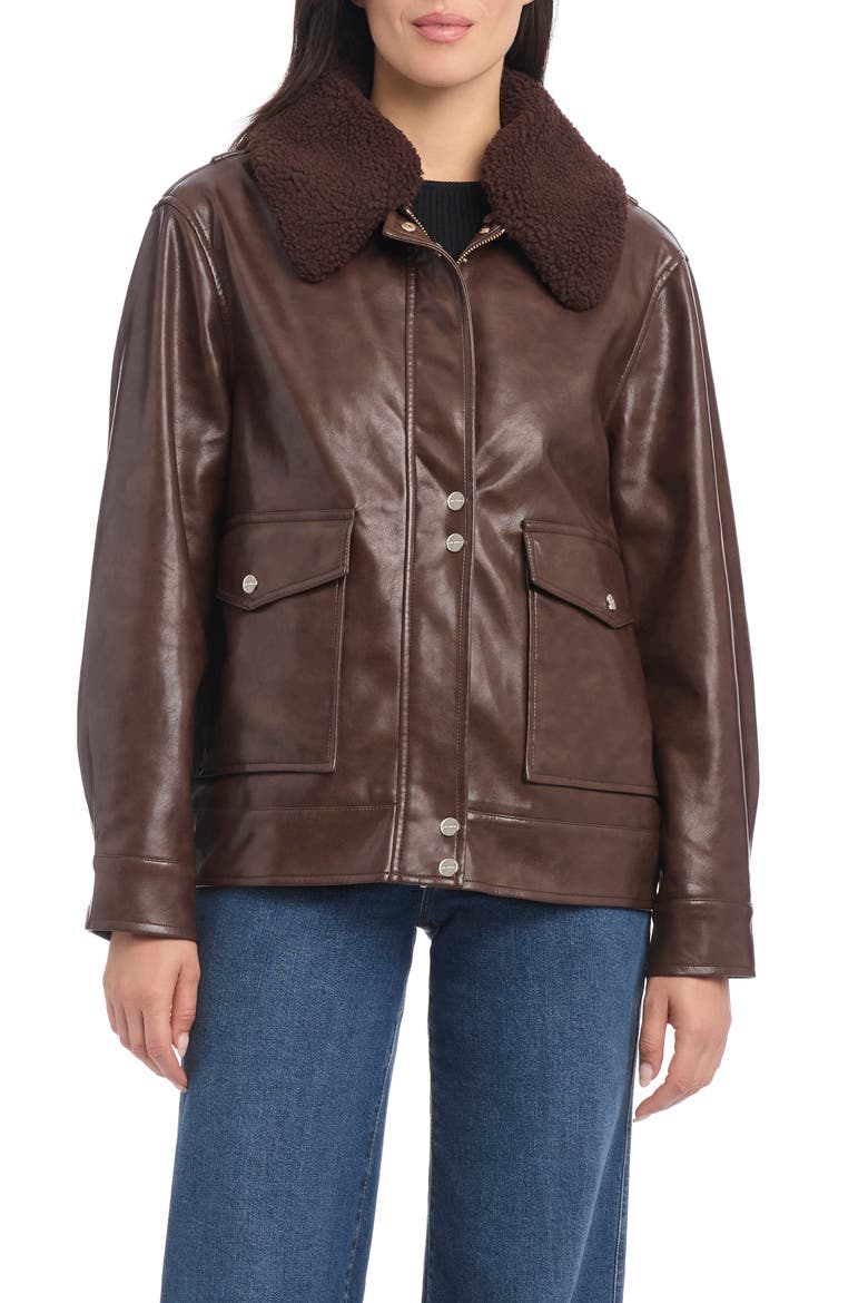 Faux Leather Bomber Jacket, Main, color, DISTRESSED MOCHA