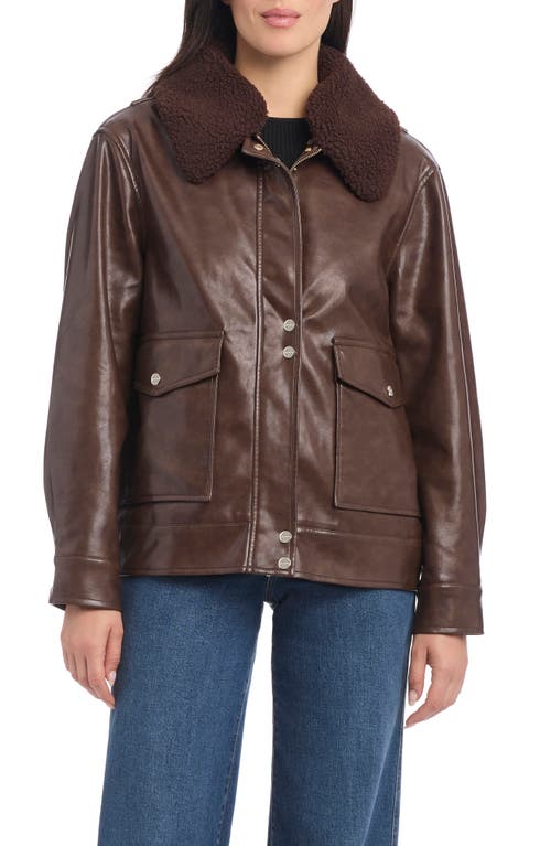 Sanctuary Faux Leather Bomber Jacket in Distressed Mocha at Nordstrom, Size Medium