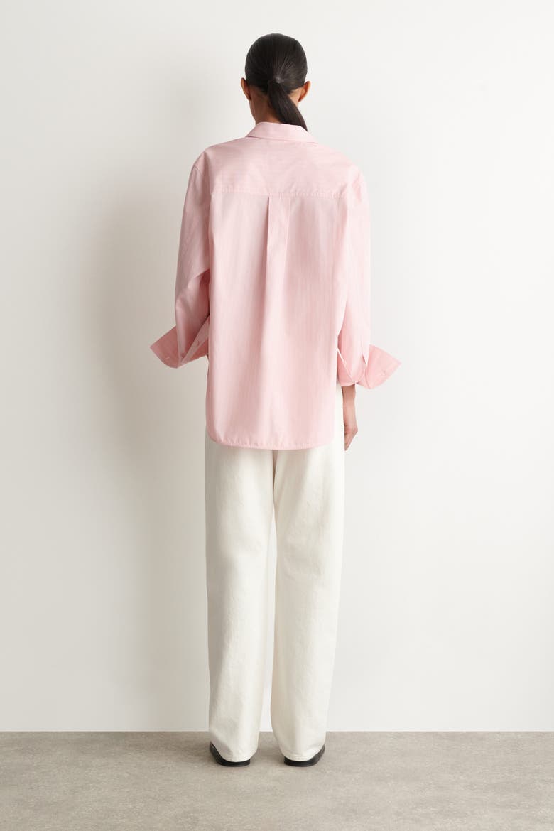 Striped Cotton Shirt, Alternate, color, PINK / STRIPED