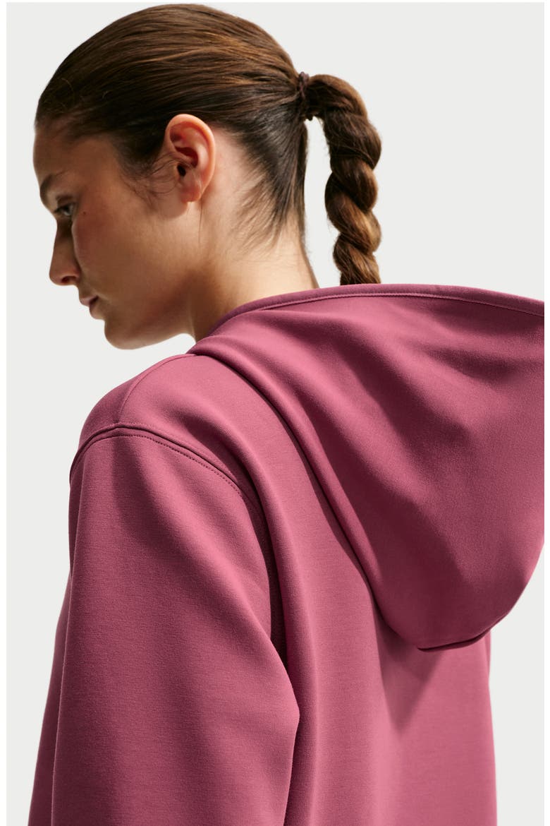 Studio Dri-FIT Fleece Full Zip Hoodie, Alternate, color, PINK SMOKE/ WHITE