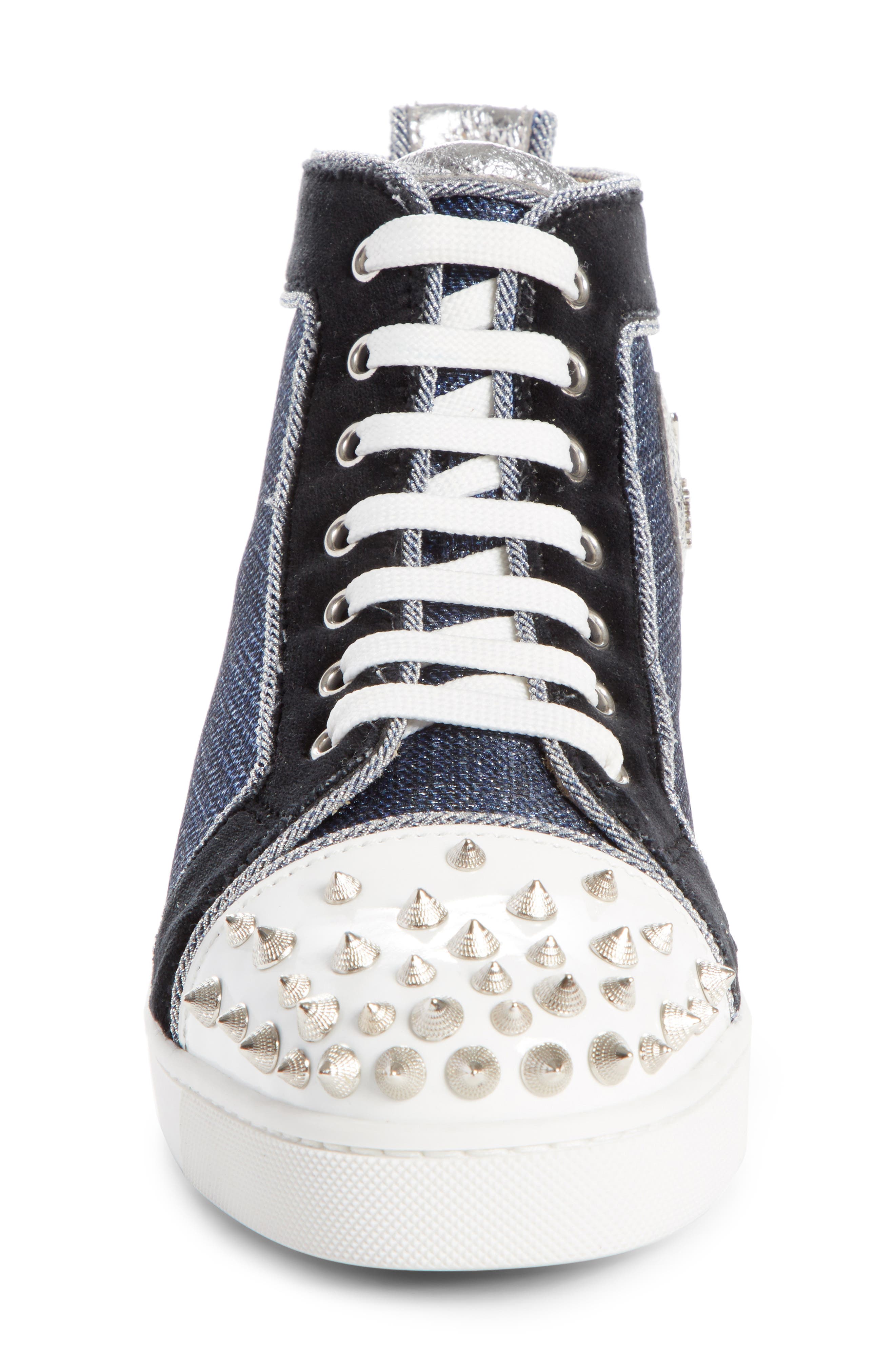 Christian Louboutin Lou Degra Spiked High Top Sneaker, Alternate, color, 