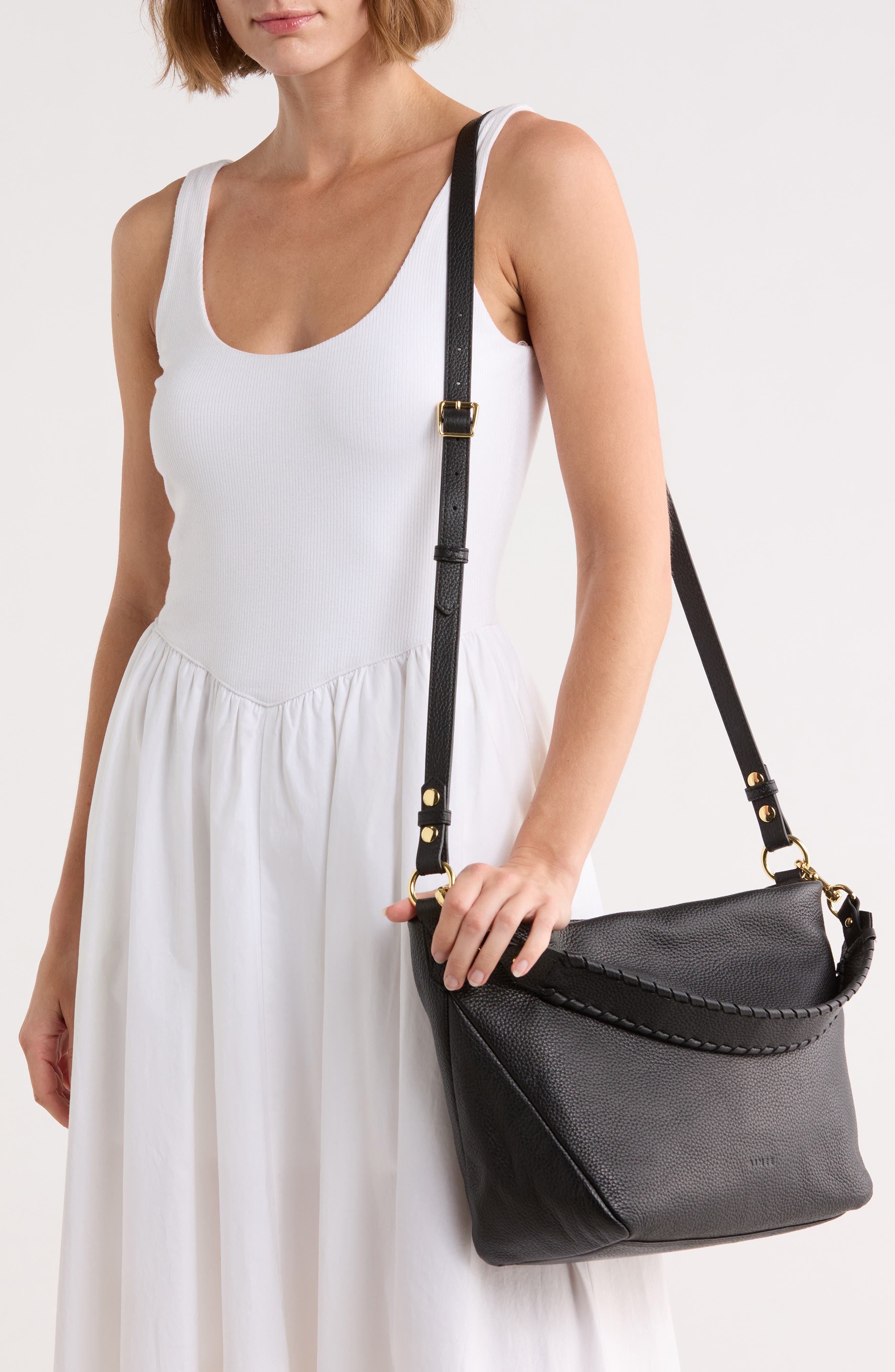 Malta Leather Shoulder Bag, Alternate, color, BLACK