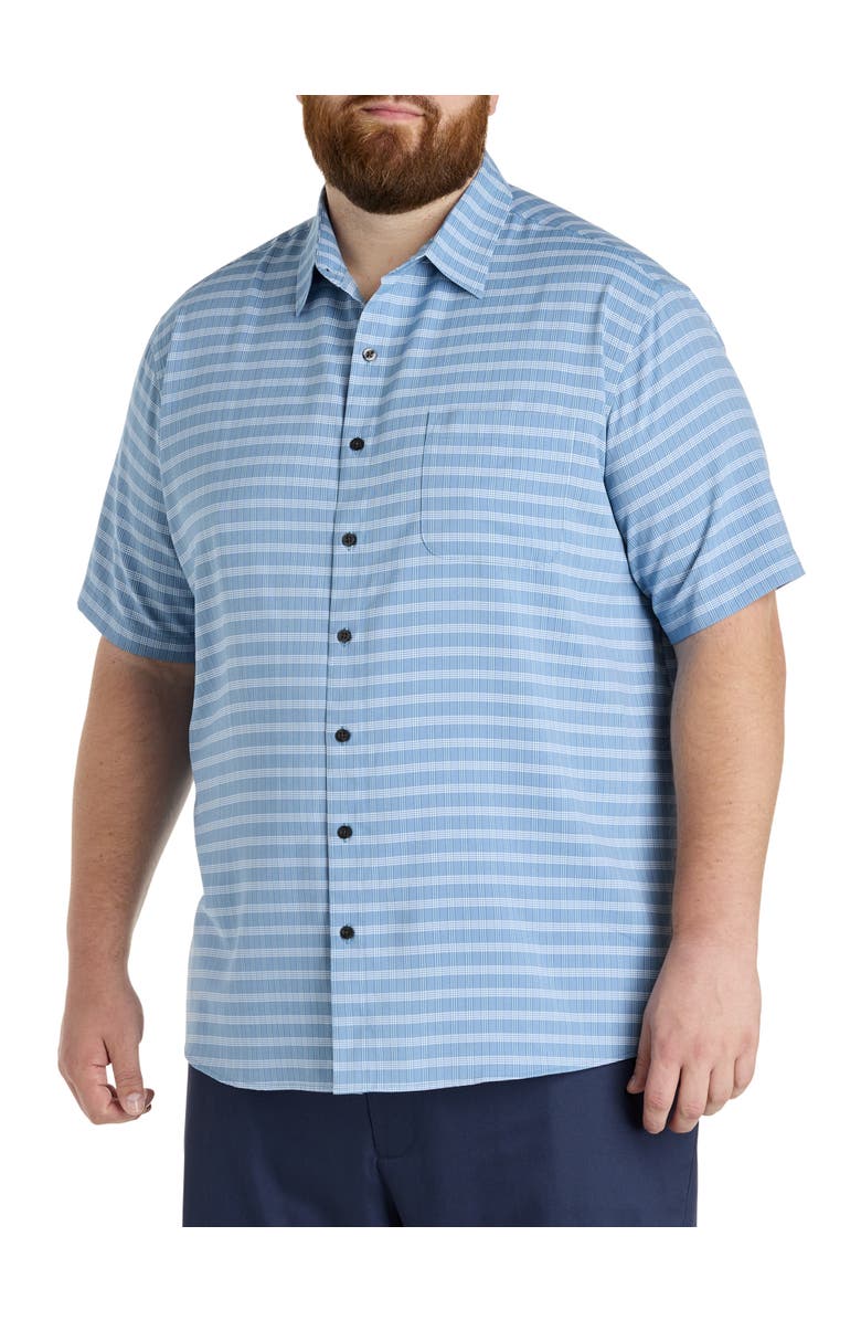 Synrgy by DXL Big & Tall Plaid Microfiber Sport Shirt, Main, color, Blue