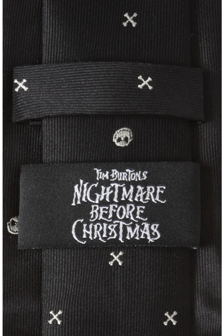 NIghtmare Before Christmas Jack Skellington Silk Tie, Alternate, color, BLACK