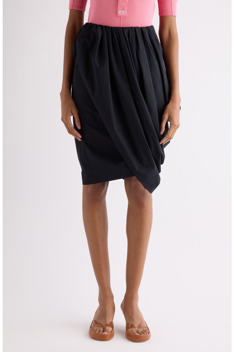 Draped Organic Cotton Poplin Skirt, Main, color, BLACK