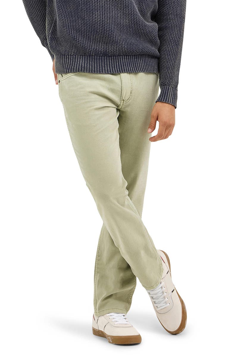 Wrangler Greensboro Straight Leg 5-Pocket Cotton & Linen Pants, Main, color, Tea