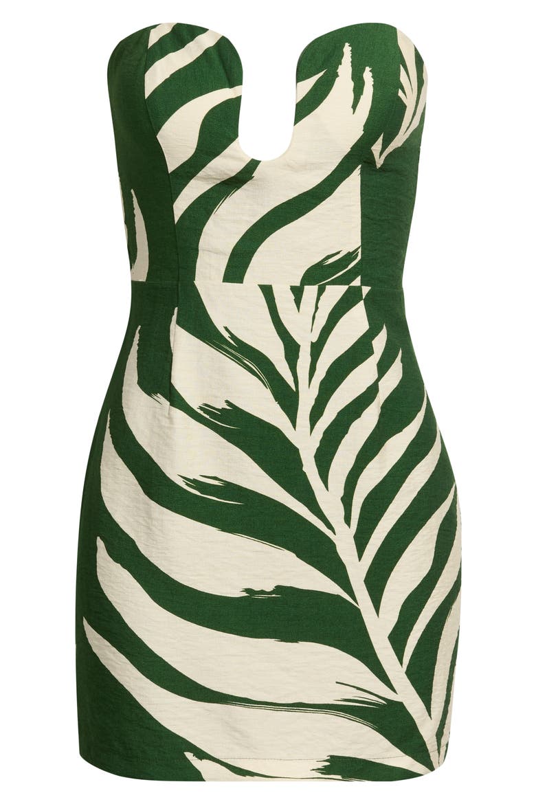 Morea Print Strapless Minidress, Alternate, color, EMERALD
