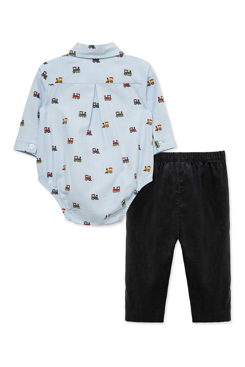 Kids' Holiday Bow Tie Pants Set, Alternate, color, BLUE