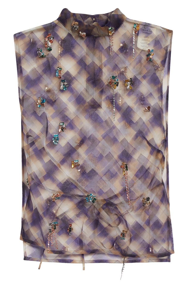 Dries Van Noten Carmasa Crystal Embellished Silk Top, Alternate, color, Purple