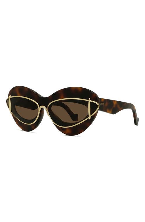 Loewe Double Frame 67mm Oversize Cat Eye Sunglasses In Brown
