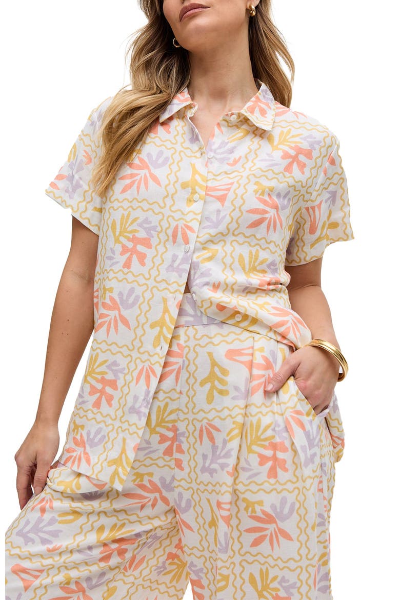 Matisse Button Down Patchwork Floral Print Shirt, Alternate, color, Multi