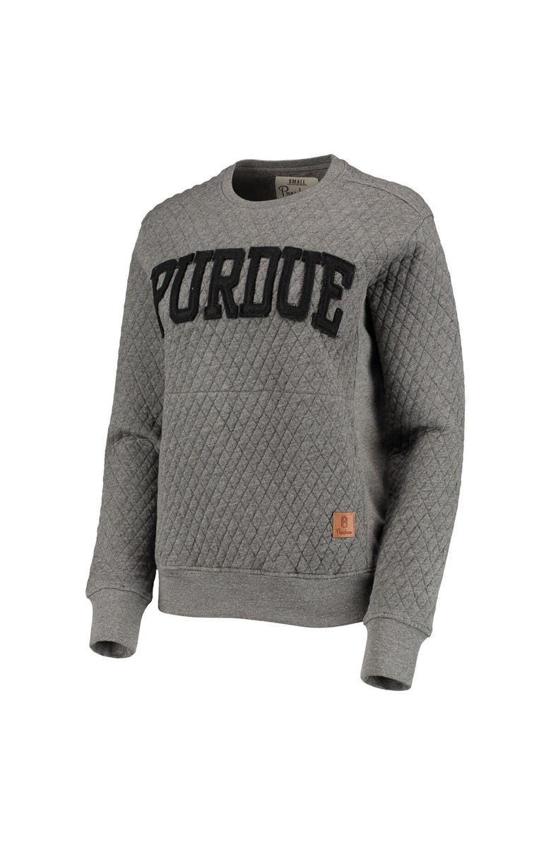 PRESSBOX Women's Pressbox Heather Charcoal Purdue Boilermakers Moose Quilted Pullover Sweatshirt, Alternate, color, Heather Gray