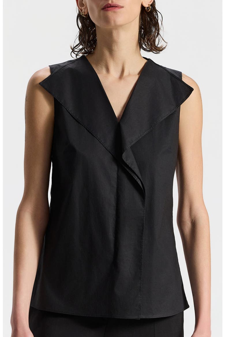 Riley Sleeveless Collared Cotton Top, Alternate, color, Black