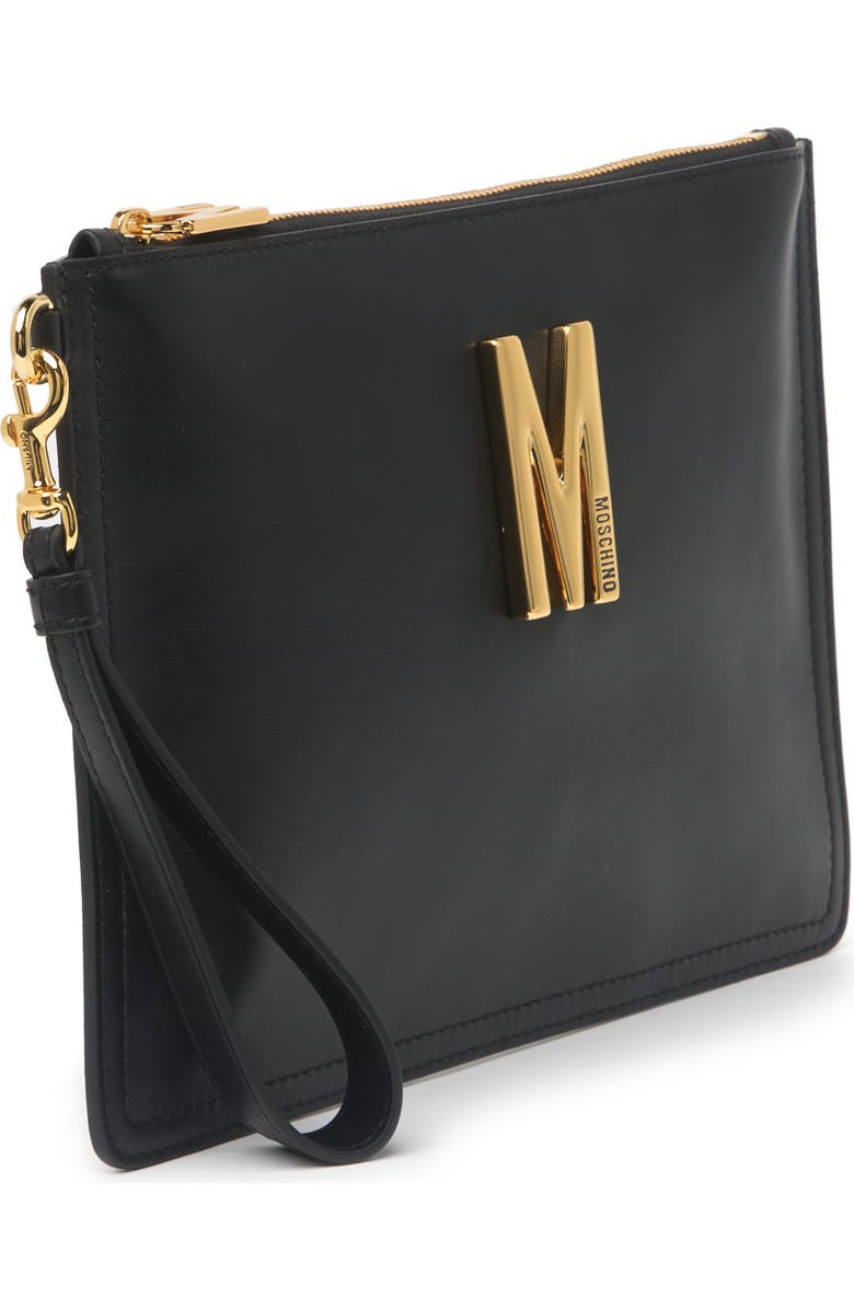 Moschino M Leather Wristlet, Alternate, color,