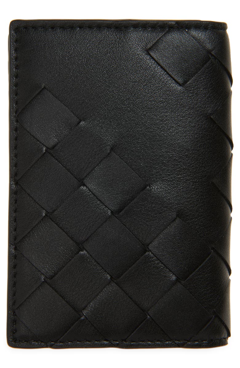 Bottega Veneta Intrecciato Leather Passport Case, Alternate, color, 8803 Black/ Silver