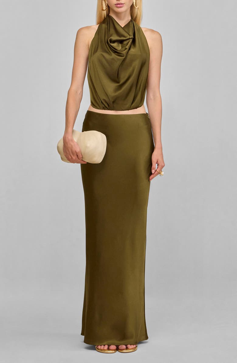 Cult Gaia Adrienne Stretch Silk Halter Top, Alternate, color, Rosemary