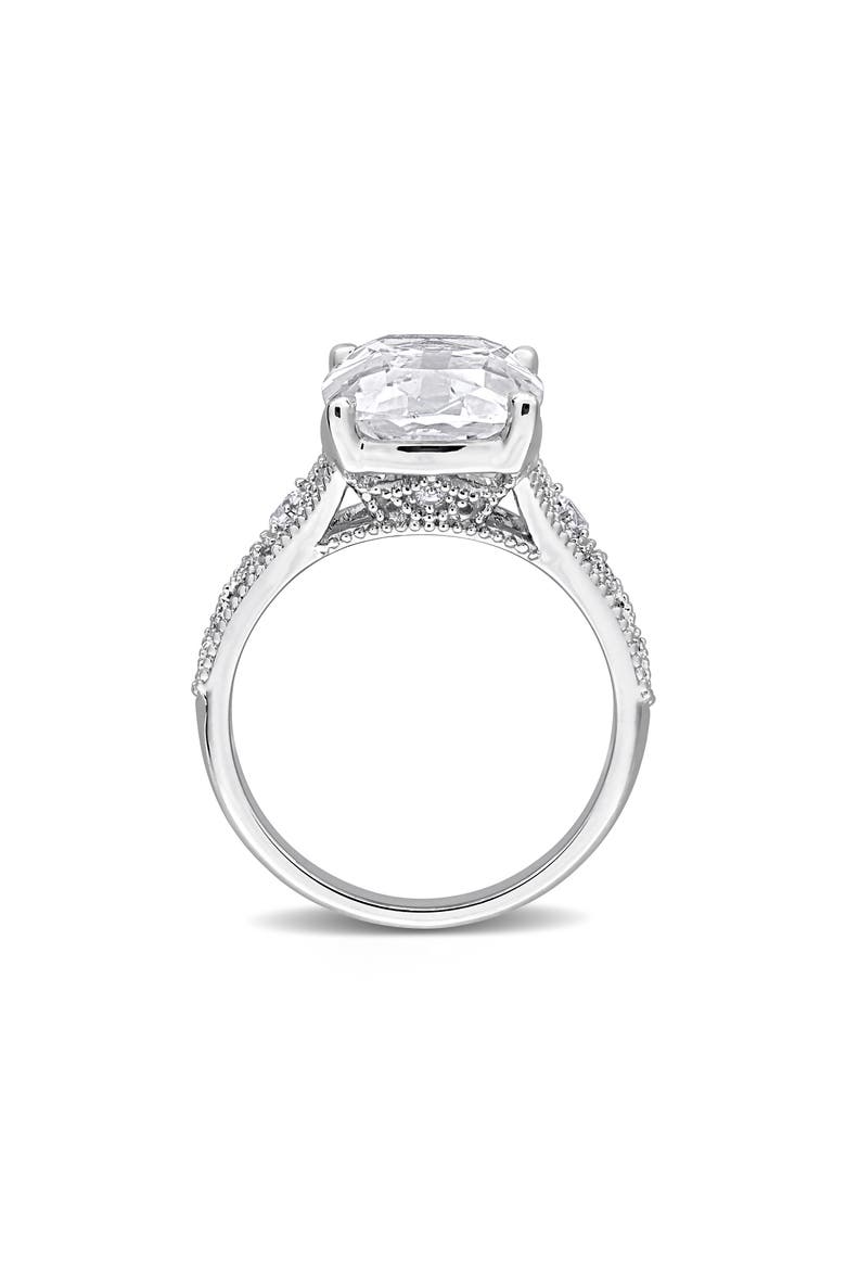 Cushion Cut Lab Created White Sapphire Ring, Alternate, color, METALLIC SILVER