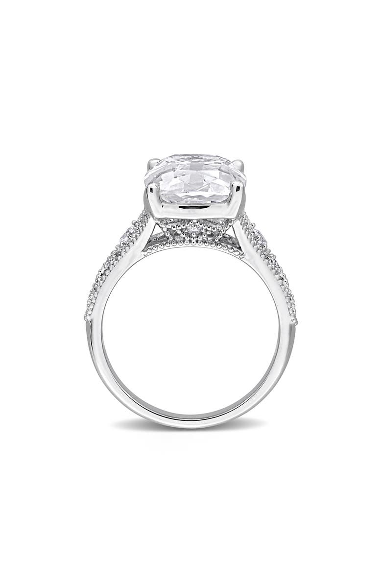 DELMAR Cushion Cut Lab Created White Sapphire Ring, Alternate, color, Metallic Silver
