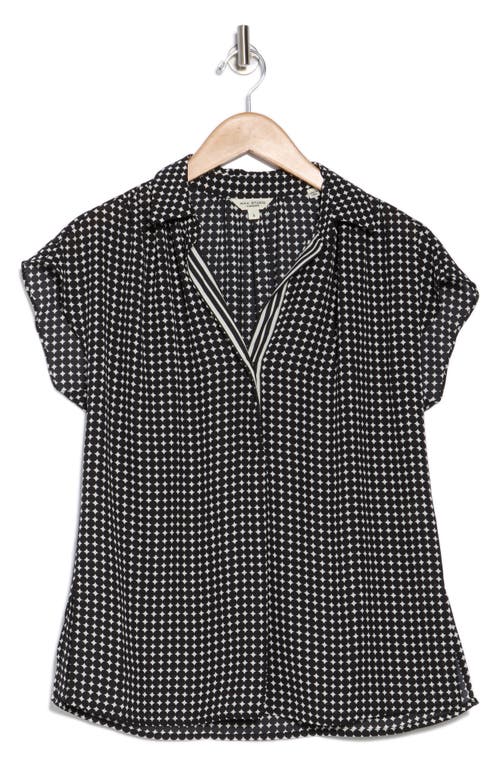 Max Studio Short Sleeve Popover Blouse In Black
