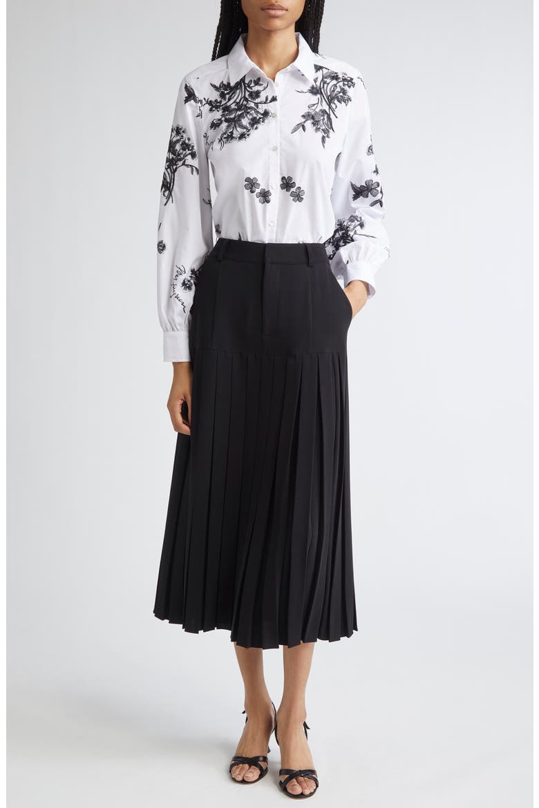 Esha Wildflower Whimsy Button-Up Shirt, Alternate, color, WHITE/ BLACK