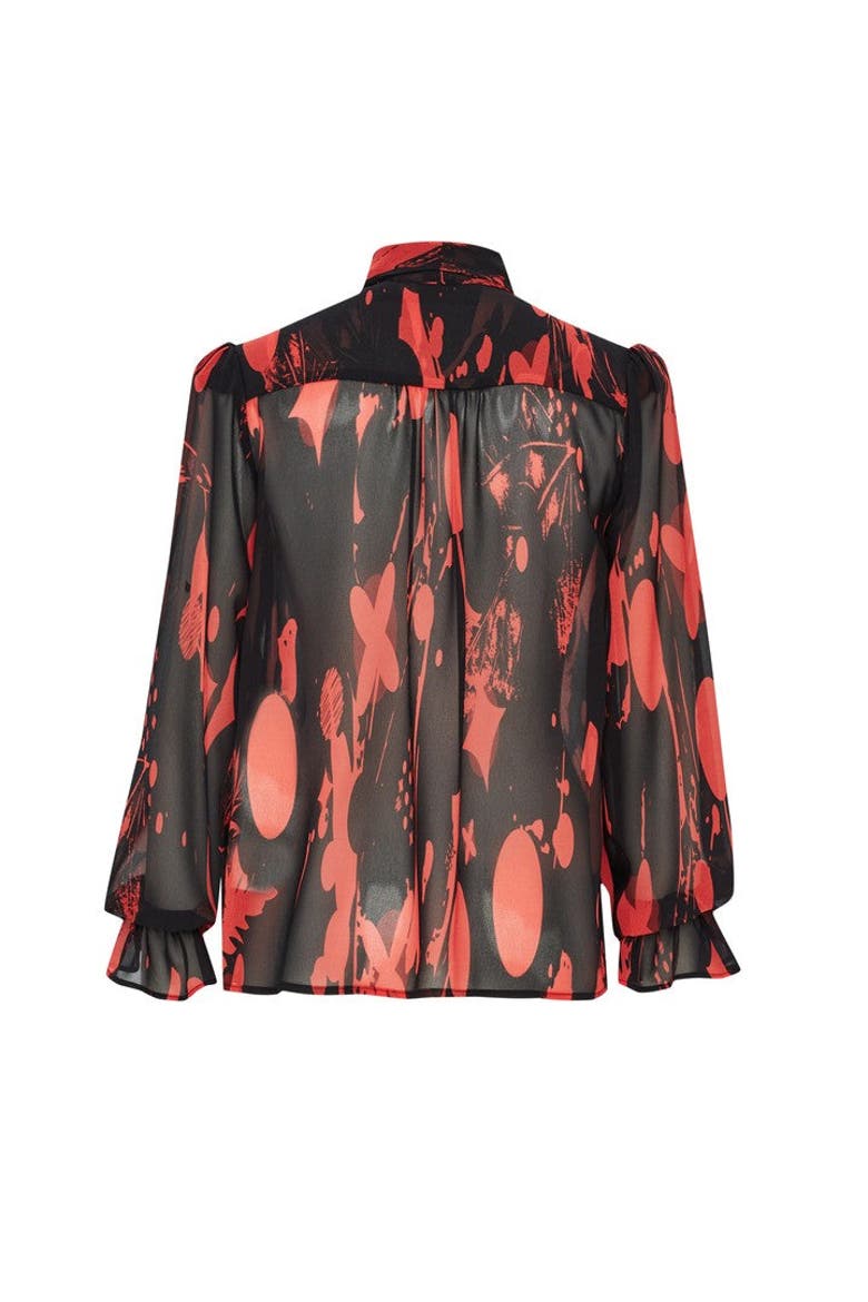 Agatha Sheer Chiffon Shirt, Alternate, color, RED-BLACK