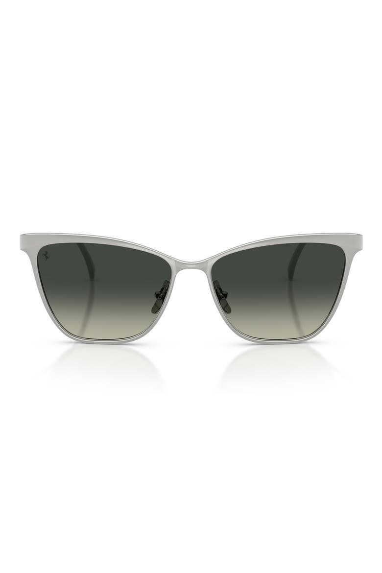 56mm Cat Eye Sunglasses, Main, color, SILVER MATTE / GREY CRYSTAL