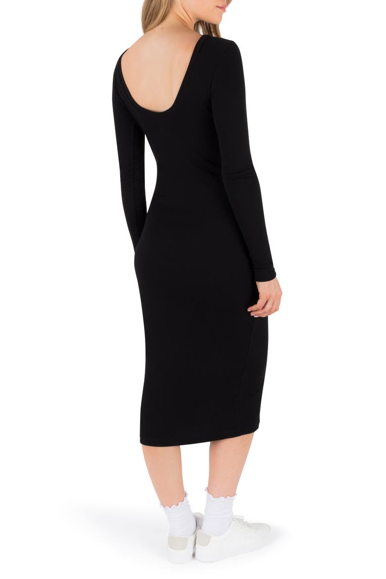 Just A Girl Long Sleeve Knit Midi Dress, Alternate, color, BLACK