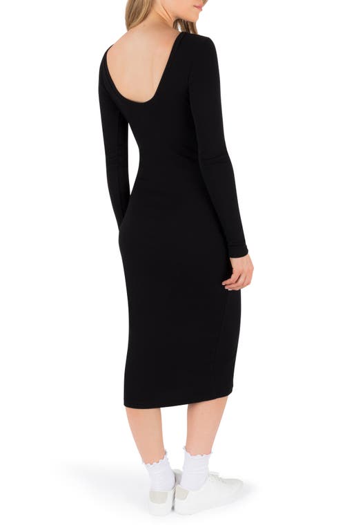 Hurley Just A Girl Long Sleeve Knit Midi Dress In Black