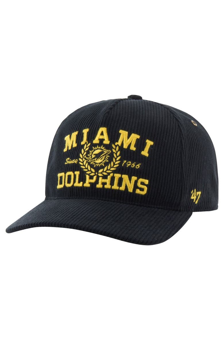 '47 Men's '47 Black Miami Dolphins Letterman Hitch Adjustable Hat, Main, color, Black